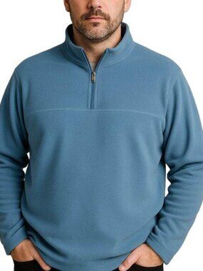 Croft & Barrow Men’s Arctic Fleece Quarter Zip Pullover Blue Two Pockets Large